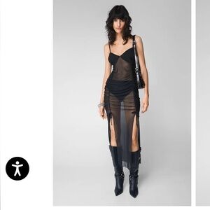 SUPER SEXY NastyGal Mesh Ruched Front Maxi Dress
